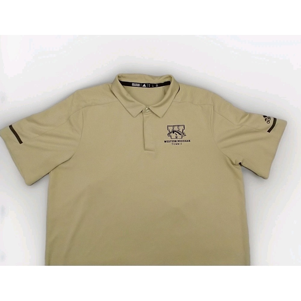 Adidas Western Michigan Broncos Tennis Polo Shirt Men's XL WMU Tan